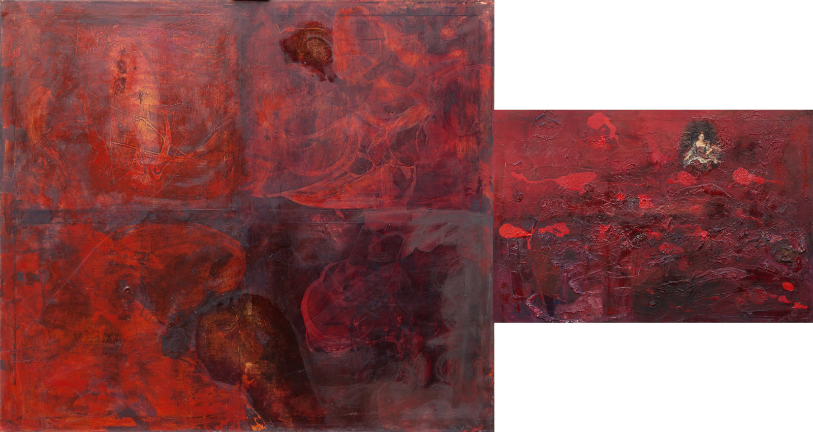 Paintings are grouped during the exhibition, Oil on canvas, 140x240cm, 2013